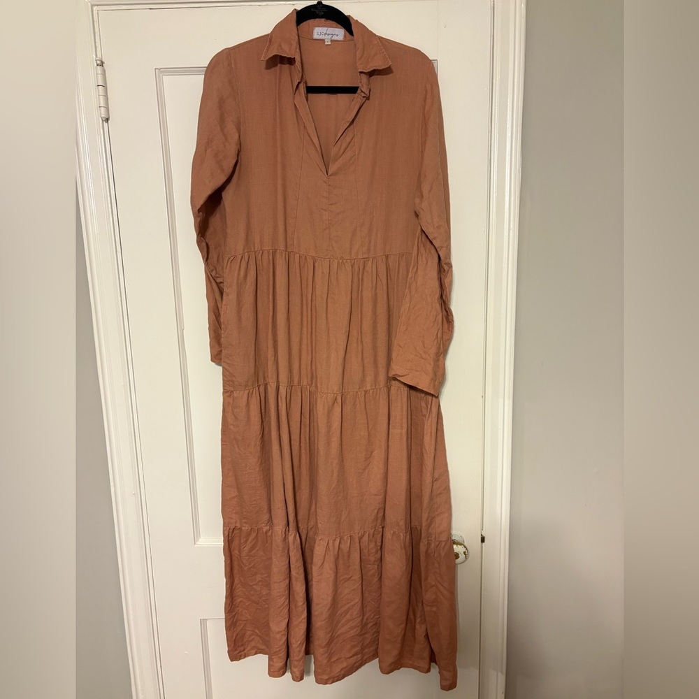 Linen Tan Maxi Dress